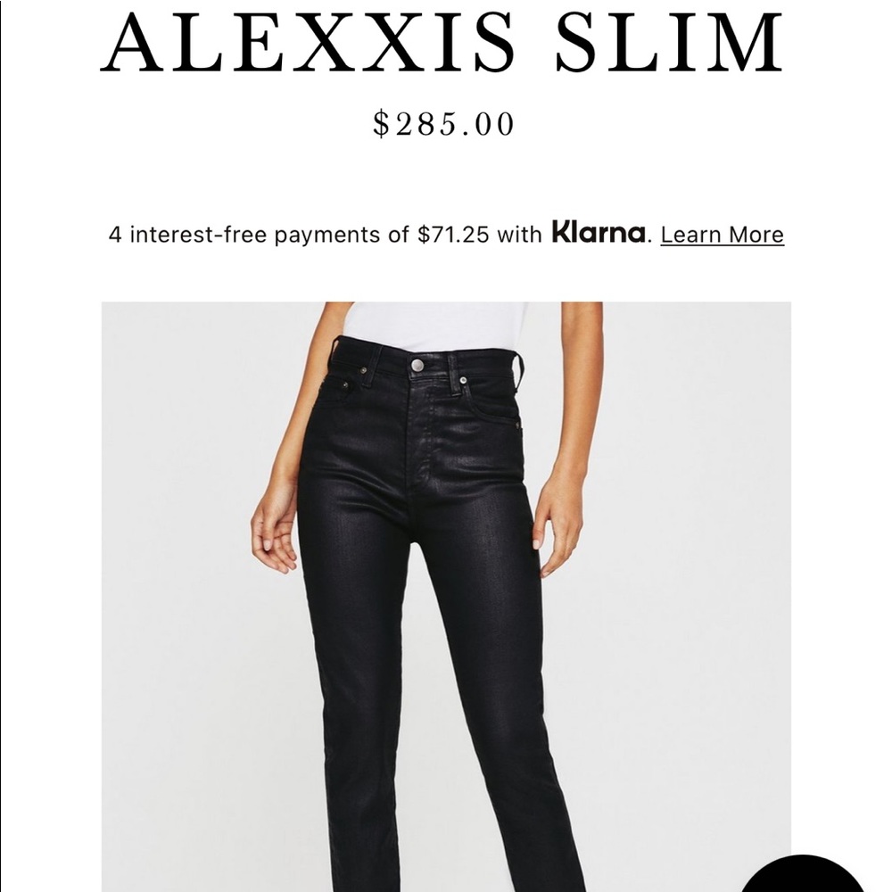 AG Alexxis Slim Coated Black Jeans Size 26